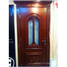 Solid Wooden Door with Glass Design